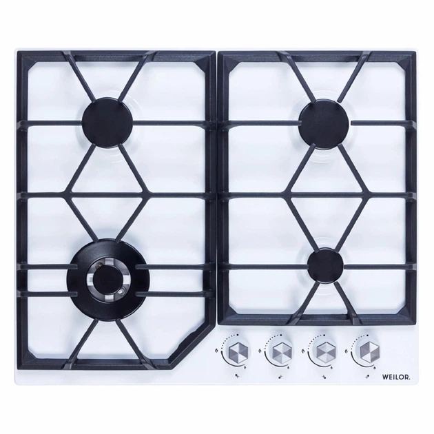 Газовая варочная поверхность для кухни WEILOR GM W 604 WH, белая эмальрованная на 4 конфорки, газ-контроль - Фото 1 Газовая варочная поверхность для кухни WEILOR GM W 604 WH, белая эмальрованная на 4 конфорки, газ-контроль - изображение 1