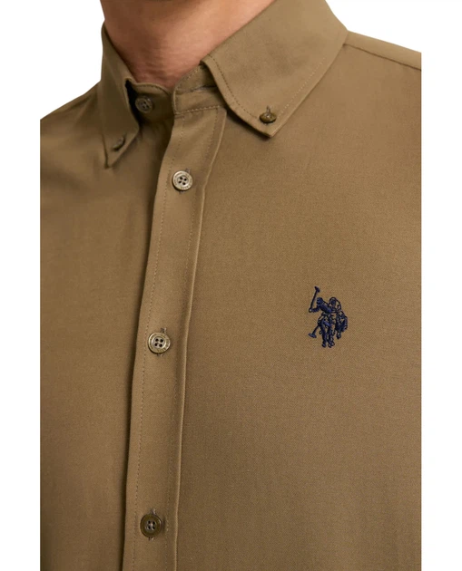 Рубашка мужская приталенная с длинным рукавом U.S. Polo Assn. PU-11949OLIVE M хаки (8684841250569) - изображение 6