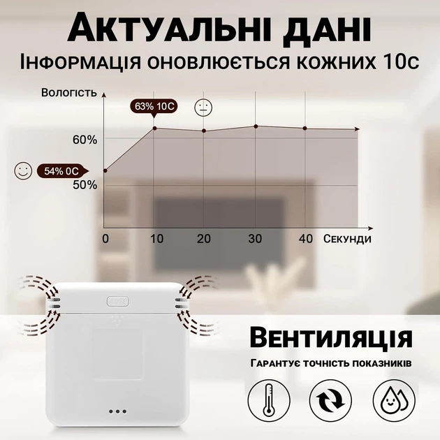 Термогигрометр UChef YZ-6045b Bluetooth для измерения температуры и влажности белый - изображение 5