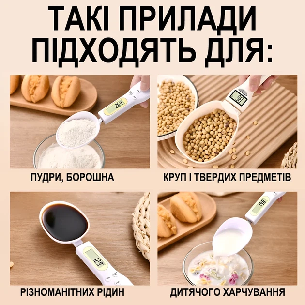 Электронная мерная ложка с весами UChef DSS-02 для взвешивания 800 г пластиковая белая - Фото 7 Электронная мерная ложка с весами UChef DSS-02 для взвешивания 800 г пластиковая белая - изображение 7