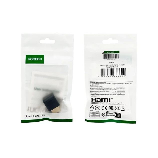 Кутовий перехідник UGREEN HDMI — HDMI Адаптер 90 градусів Up-Angled (Вгору) 4K 60Hz Black (UGR-20109) для телевізора на стіну - Фото 2 Кутовий перехідник UGREEN HDMI — HDMI Адаптер 90 градусів Up-Angled (Вгору) 4K 60Hz Black (UGR-20109) для телевізора на стіну - зображення 2