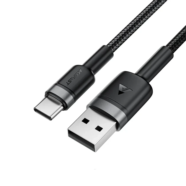 Кабель USB to Type-C ACEFAST C22-04 3A 1.2m Nylon Braid Black (Быстрый кабель для зарядки телефона, планшета, павербанка) - изображение 2