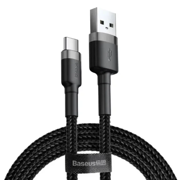 Кабель для быстрой зарядки Baseus Cafule Cable USB for Type-C 3A 1м Серо-Черный (CATKLF-BG1) - зображення 6