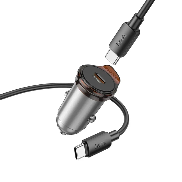 Автомобільний зарядний пристрій HOCO NZ16 Rigorous single port PD30W car charger set (C to C) Metal Grey - зображення 3