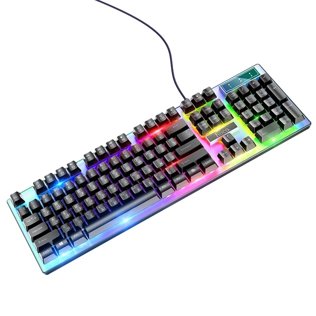 Игровой набор мышь + клавиатура проводная Hoco GM18 с RGB подсветкой Черный - изображение 4