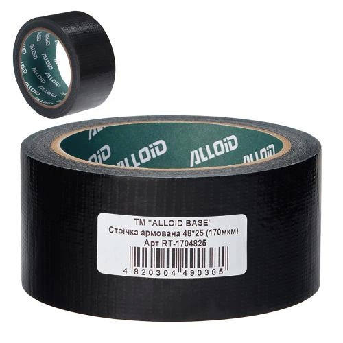 Alloid Base. Скотч армированный усиленный (черный) 48мм х 25м, 170мкм - Фото 1 Alloid Base. Скотч армированный усиленный (черный) 48мм х 25м, 170мкм - изображение 1