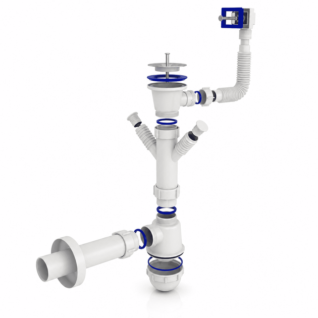 Сифон Kronoplast для кухонной мойки 1 1/2″×40 с резьбовым выпуском SM26030302 - изображение 4