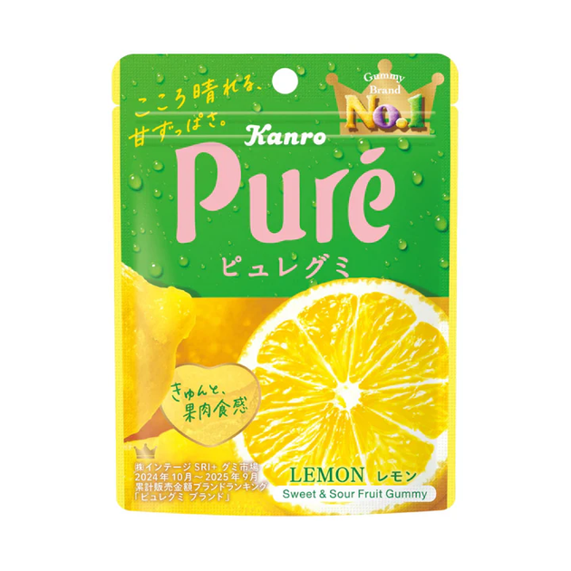 KANRO Pure Gummy Lemon желейки зі смаком лимону, 56 г - Фото 1 KANRO Pure Gummy Lemon желейки зі смаком лимону, 56 г - зображення 1