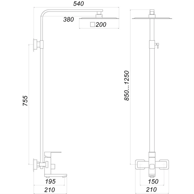 Душевая система Globus Lux Kubus SKU-SH-200 - зображення 3