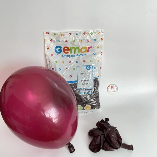 Повітряні Кульки 10" BURGUNDY Упаковка 100 шт GEMAR - Фото 2 Повітряні Кульки 10" BURGUNDY Упаковка 100 шт GEMAR - зображення 2