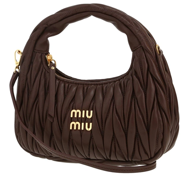 Женская сумка багет Miu miu 2178 темно-коричневая - изображение 4