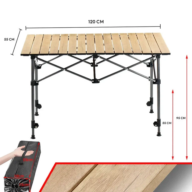 Стол складной Lesko S5423 120*55/95*55 см туристический - Фото 6 Стол складной Lesko S5423 120*55/95*55 см туристический - изображение 6