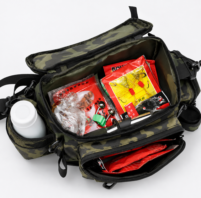 Сумка для риболовлі з водостійкої тканини Oxford, багатокишенькова, Army Green - Фото 8 Сумка для риболовлі з водостійкої тканини Oxford, багатокишенькова, Army Green - зображення 8