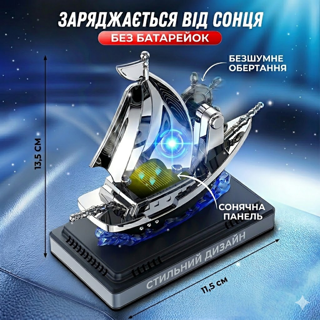Автомобильный многоразовый ароматизатор Кораблик на солнечной батарее пахучка в машину на торпедо - изображение 3
