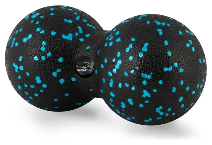 Массажний м'яч подвійний PowerPlay PP-4352 Epp foam peanut ball (d8*16cm.) Чорно-Блакитний (PP_PP_4352_Cyan_8*16) - изображение 2