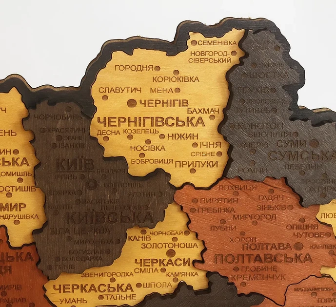 Карта України настінна мала 3D об'ємна з синьою підсвіткою (220В) в коробці 55*38.5 см Гранд Презент 16СС - изображение 4