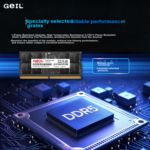 Модуль оперативной памяти GEIL Jinbang 16 ГБ DDR5-4800 для ноутбука, серия Millennium, расширение памяти для ноутбука. - изображение 6
