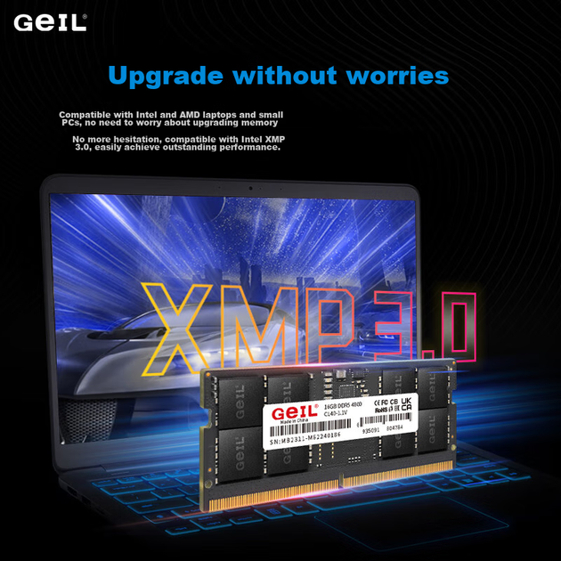 Модуль оперативной памяти GEIL Jinbang 16 ГБ DDR5-4800 для ноутбука, серия Millennium, расширение памяти для ноутбука. - изображение 11