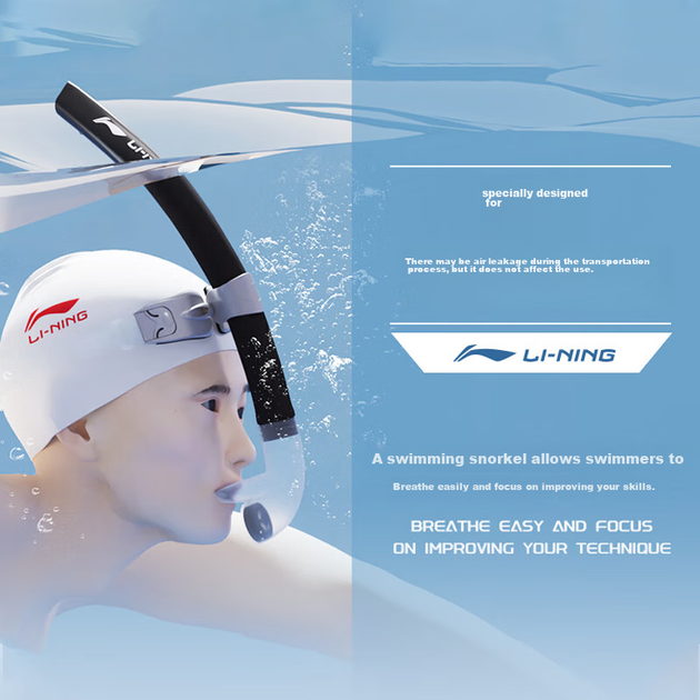 Профессиональный тренировочный плавательный баллон Li-Ning для сноркелинга, для взрослых и детей, подводное дыхательное устройство для плавания вольным стилем, синий. - изображение 9