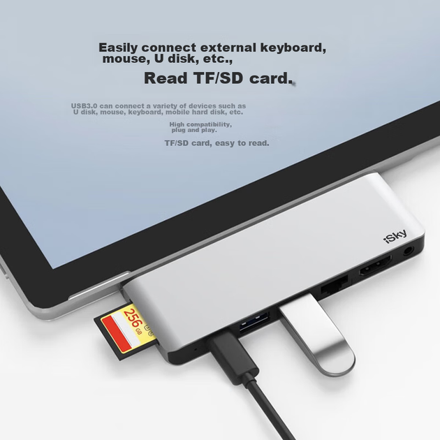 Розширювальна док-станція Isky Microsoft Surface Pro 9/10/11, високошвидкісний конвертер USB 3.0, мережевий порт RJ45-адаптер, розширювальна док-станція HDMI High-Definition 4K, Eight-I - Фото 9 Розширювальна док-станція Isky Microsoft Surface Pro 9/10/11, високошвидкісний конвертер USB 3.0, мережевий порт RJ45-адаптер, розширювальна док-станція HDMI High-Definition 4K, Eight-I - зображення 9
