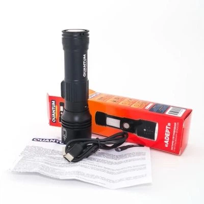 Ліхтар Quantum Adept 10W LED zoom +COB з USB+ Li-ion18650/2600mAh (QM-FL1031-18650/2600) - Фото 9 Ліхтар Quantum Adept 10W LED zoom +COB з USB+ Li-ion18650/2600mAh (QM-FL1031-18650/2600) - зображення 9