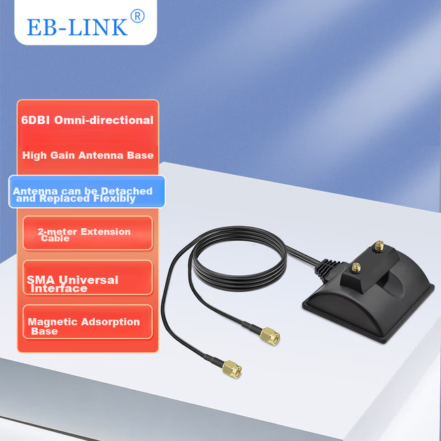 Антенная база EB-LINK двухдиапазонная 2,4/5 ГГц SMA с кабелем 2 м - Фото 2 Антенная база EB-LINK двухдиапазонная 2,4/5 ГГц SMA с кабелем 2 м - изображение 2