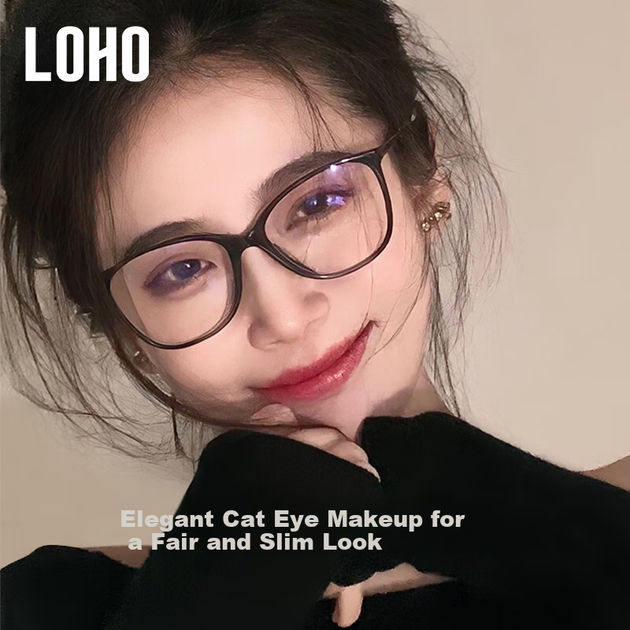 Новые женские очки LOHO «кошачий глаз» 2024 года, защита от близорукости, защита от синего света, утягивающая оправа, очки без линз, возможность установки линз по рецепту, YX8063, черные. - изображение 5