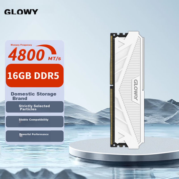 Модуль оперативной памяти Gloway 16 ГБ DDR5 4800 для настольных компьютеров, Tianche V-Bank, чипы премиум-класса, CL40, цвет Moonlight White, аксессуар для компьютера AI. - зображення 10