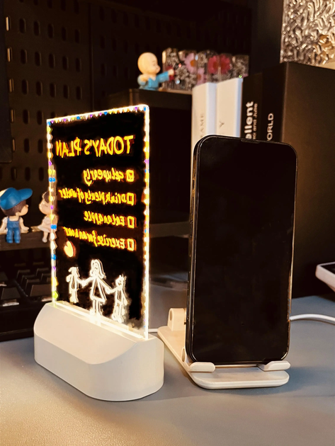 3D нічник світильник LED лампа прямокутний для малювання по акриловій пластині дитячий ігровий з підсвічуванням 7 кольорових фломастерів з серветкою від мережі подарунок дітям у подарунковій упаковці 17х11 см 3DTOYSLAMP - зображення 12