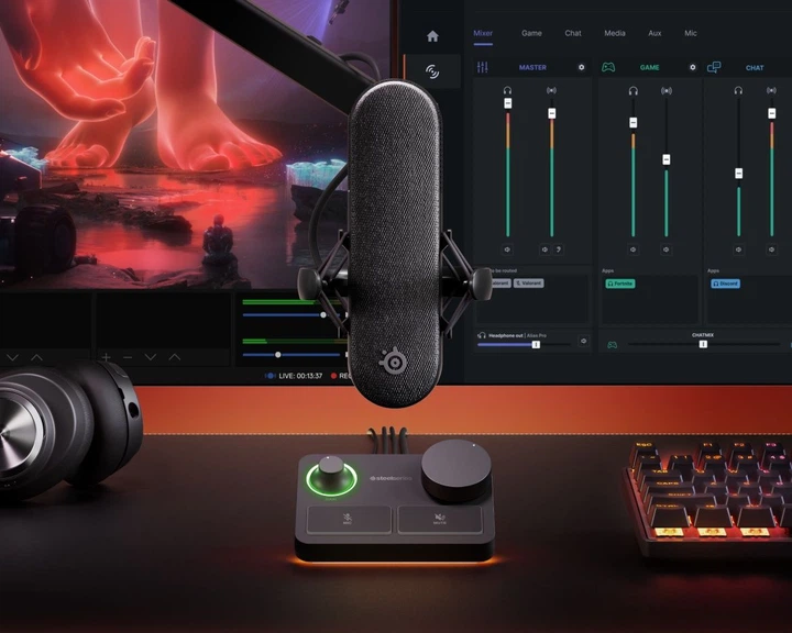 Ігровий стрім мікрофон SteelSeries Alias Pro RGB XLR Stream Mixer 1" Capsule (61597) - изображение 2