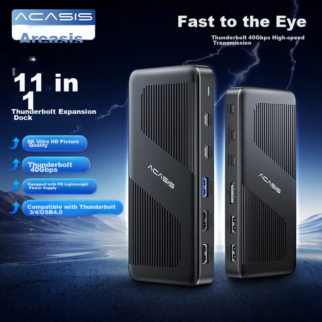 Док-станція розширення Acasis USB4, настільний концентратор, потрійний дисплей Ultra HD 8K, подвійний вихід, док-станція розширення для офісу, сумісний з Apple та Huawei, Thunderbolt, для ноутбуків, DS-9003 - Фото 4 Док-станція розширення Acasis USB4, настільний концентратор, потрійний дисплей Ultra HD 8K, подвійний вихід, док-станція розширення для офісу, сумісний з Apple та Huawei, Thunderbolt, для ноутбуків, DS-9003 - зображення 4