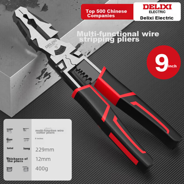 Пассатижи DELIXI ELECTRIC для электрика с кусачками и зачисткой, 6 и 9 дюймов - изображение 4