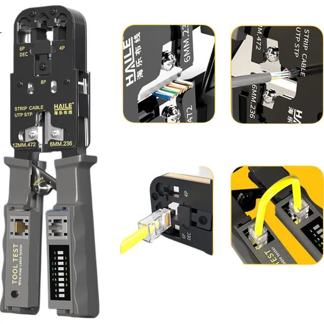 Набор HAILE HT-G83T кримпер для RJ45 с тестером и стриппером для Cat5e/Cat6 - Фото 3 Набор HAILE HT-G83T кримпер для RJ45 с тестером и стриппером для Cat5e/Cat6 - изображение 3
