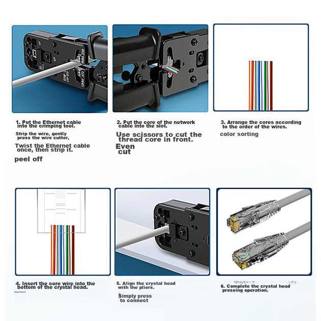 Набор HAILE HT-G83T кримпер для RJ45 с тестером и стриппером для Cat5e/Cat6 - Фото 5 Набор HAILE HT-G83T кримпер для RJ45 с тестером и стриппером для Cat5e/Cat6 - изображение 5