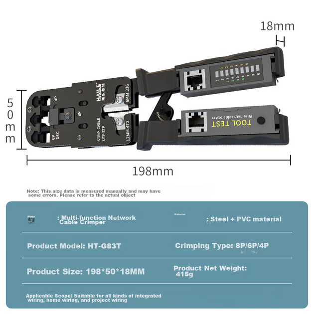 Набор HAILE HT-G83T кримпер для RJ45 с тестером и стриппером для Cat5e/Cat6 - Фото 10 Набор HAILE HT-G83T кримпер для RJ45 с тестером и стриппером для Cat5e/Cat6 - изображение 10
