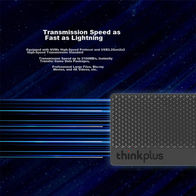 SSD диск Lenovo ThinkPlus Lightning Shark 512GB Type-C External Grey - Фото 5 SSD диск Lenovo ThinkPlus Lightning Shark 512GB Type-C External Grey - изображение 5