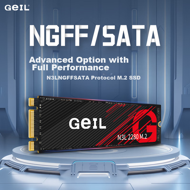 GEIL, Твердотільний накопичувач SSD 512 ГБ, протокол M.2 SATA, 2280 NGFF, для настільних комп'ютерів та ноутбуків, високошвидкісний 500 Мбіт/с, серія N3L - изображение 5