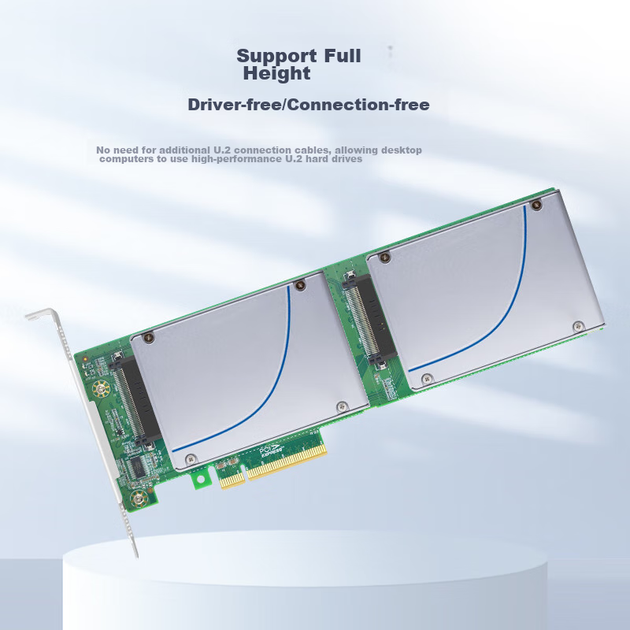 EB-LINK PCIe 4.0 X8 to U.2 Expansion Card, NVMe U.2 Dual-Port SSD Adapter Card, SFF-8639 Interface, Driver-Free, Auto-Personal Powered Increment. - изображение 7