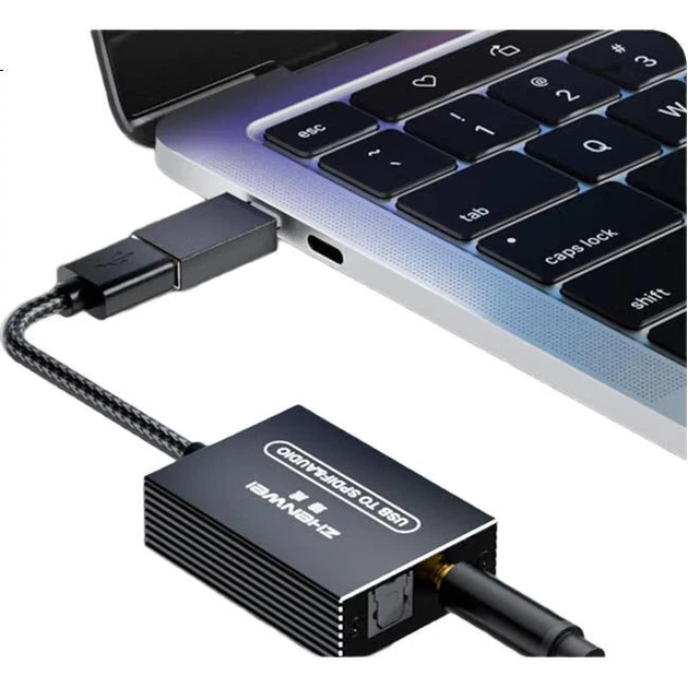 Внешняя звукова карта ZHENWEI USB/Type-C – оптический выход + разъем 3.5 мм, кабель 1.2 м - изображение 2