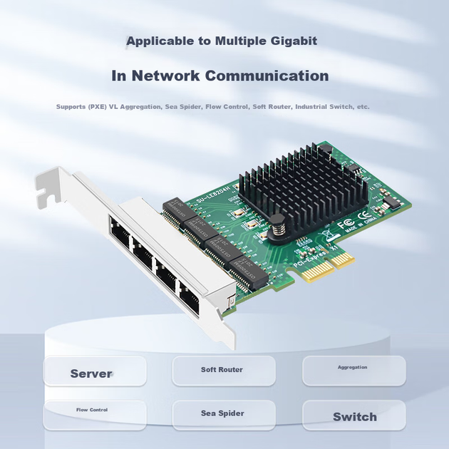 Мережева карта EB-LINK PCIe гігабітна на 4 порти для сервера - зображення 8
