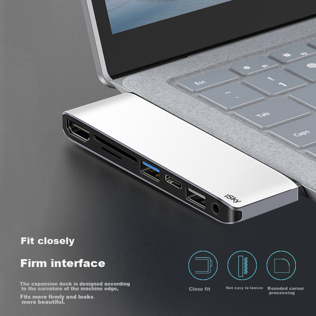 Док-станція Isky Microsoft Laptop 1/2 з роз'ємом HDMI 4K HD, високошвидкісний адаптер USB 3.0, док-станція для поверхневих пристроїв, сім входів і три виходи - Фото 7 Док-станція Isky Microsoft Laptop 1/2 з роз'ємом HDMI 4K HD, високошвидкісний адаптер USB 3.0, док-станція для поверхневих пристроїв, сім входів і три виходи - зображення 7