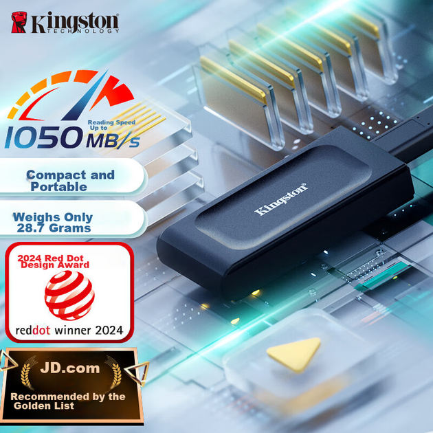 Портативный твердотельный накопитель Kingston XS1000 1 ТБ USB 3.2 Gen 2, скорость передачи данных 1050 МБ/с, легкий и стильный, внешний, для ноутбуков. - изображение 12