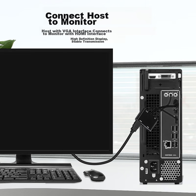 Конвертер видеосигнала Beishanque BSQ-30 VGA на HDMI+VGA черный - изображение 5