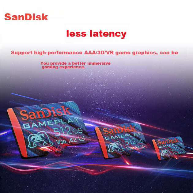 Карта памяти SanDisk TF 512 ГБ A2 U3 V30 4K для игр, скорость чтения 190 МБ/с, скорость записи 130 МБ/с, без задержек, подходит для игровых консолей и портативных устройств. - зображення 7