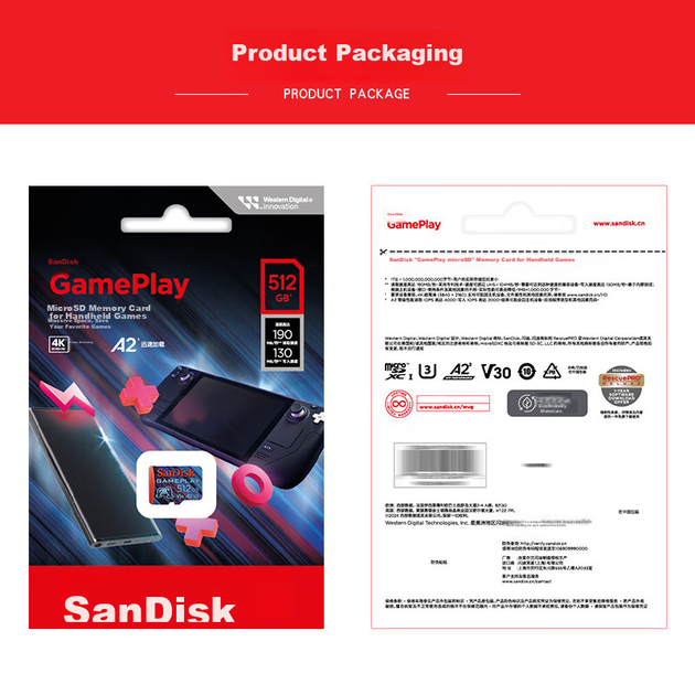Карта памяти SanDisk TF 512 ГБ A2 U3 V30 4K для игр, скорость чтения 190 МБ/с, скорость записи 130 МБ/с, без задержек, подходит для игровых консолей и портативных устройств. - зображення 9