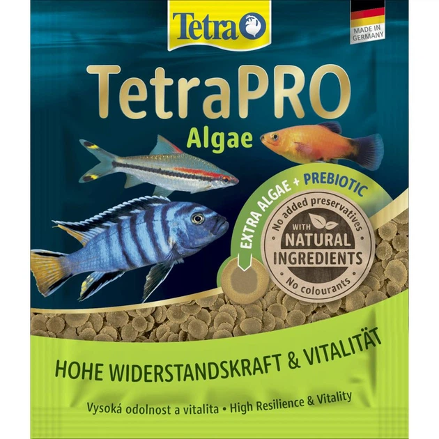 Корм сухой Tetra PRO Algae Multi-Crisps для травоядных рыб чипсы с овощами 12 г - Фото 1 Корм сухой Tetra PRO Algae Multi-Crisps для травоядных рыб чипсы с овощами 12 г - изображение 1