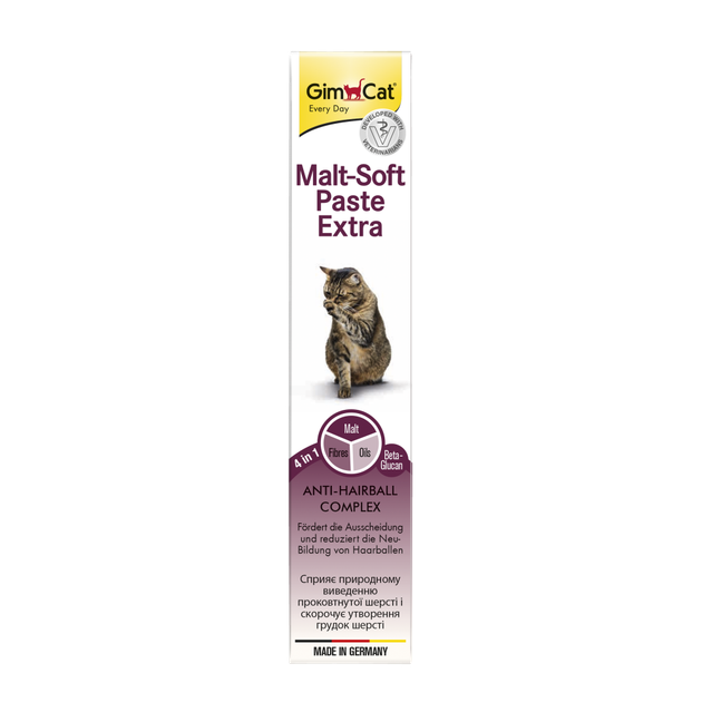 Паста GimCat Every Day Malt-Soft Paste Extra для котов для выведения шерсти из желудка 50 г - Фото 8 Паста GimCat Every Day Malt-Soft Paste Extra для котов для выведения шерсти из желудка 50 г - изображение 8