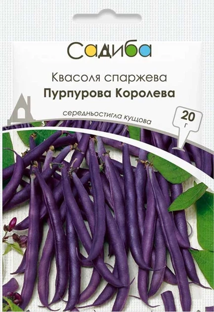 Квасоля спаржева Пурпурна Королева 20 г Садиба - Фото 1 Квасоля спаржева Пурпурна Королева 20 г Садиба - зображення 1