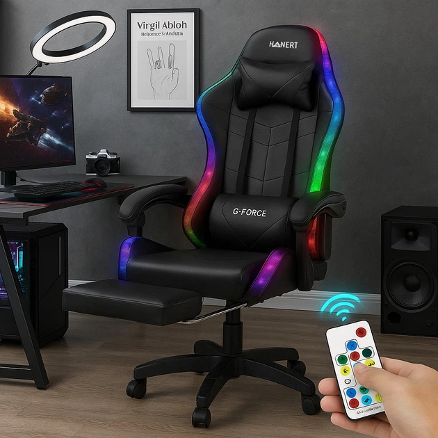 Кресло геймерское с подсветкой Hanert G-Force Black + RGB 5170062 - изображение 4