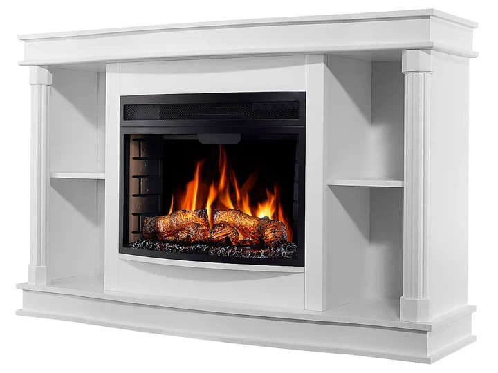 ТВ тумба с камином ArtiFlame Brittany AF25 белый 3D эффект живого пламени и тления поленьев со звуком и обогревом - изображение 3